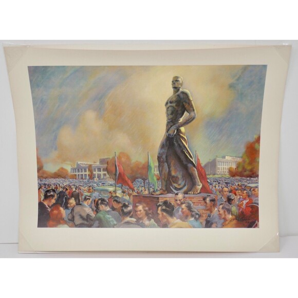 John S Coppin Print ~ Michigan State MSU Spartan Statue (Sparty) RARE